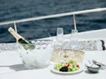 IRENE Ferretti 780 - wine on the foredeck IRENE Ferretti 780 - wine on the foredeck