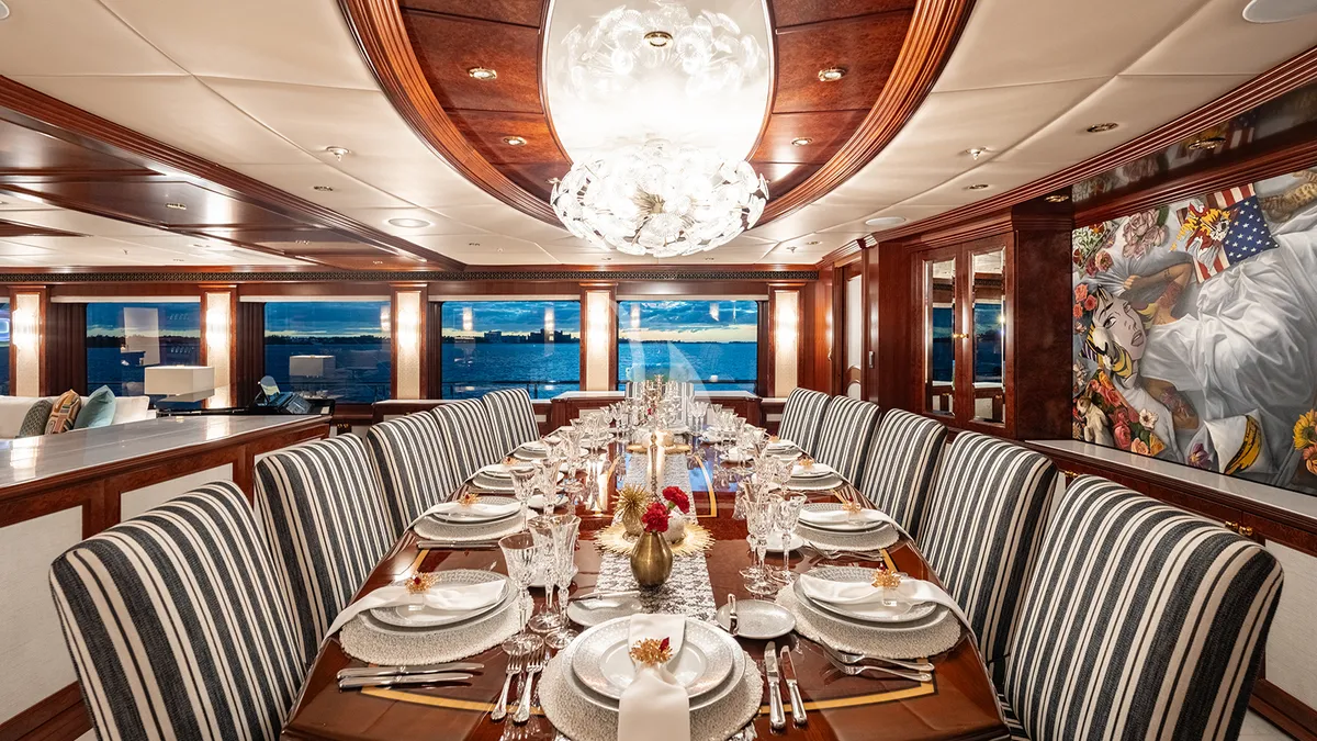IRON BLONDE Trinity Yacht 60m - main dining area