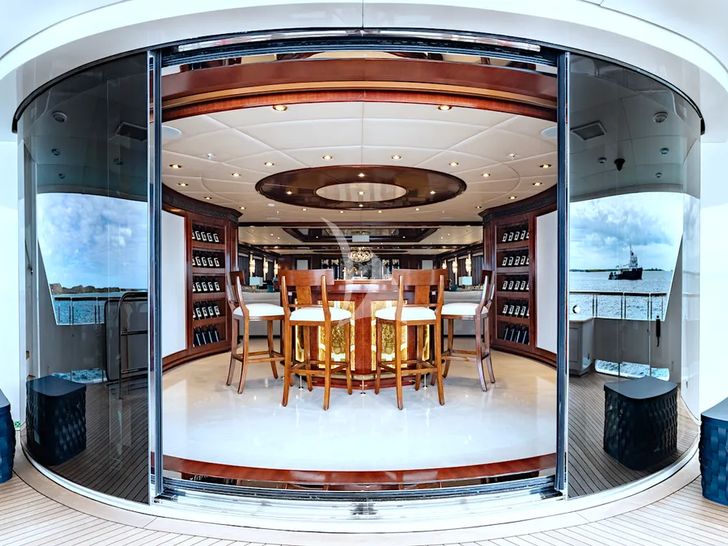 IRON BLONDE Trinity Yacht 60m - main salon aft entrance IRON BLONDE Trinity Yacht 60m - main salon aft entrance