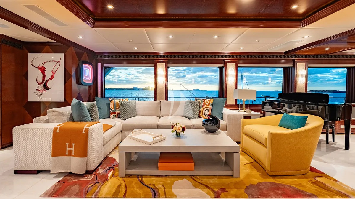 IRON BLONDE Trinity Yacht 60m - main salon lounge area