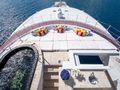 IRON BLONDE Trinity Yacht 60m - overhead shot of the jacuzzi sunbed and bar on sundeck IRON BLONDE Trinity Yacht 60m - overhead shot of the jacuzzi sunbed and bar on sundeck