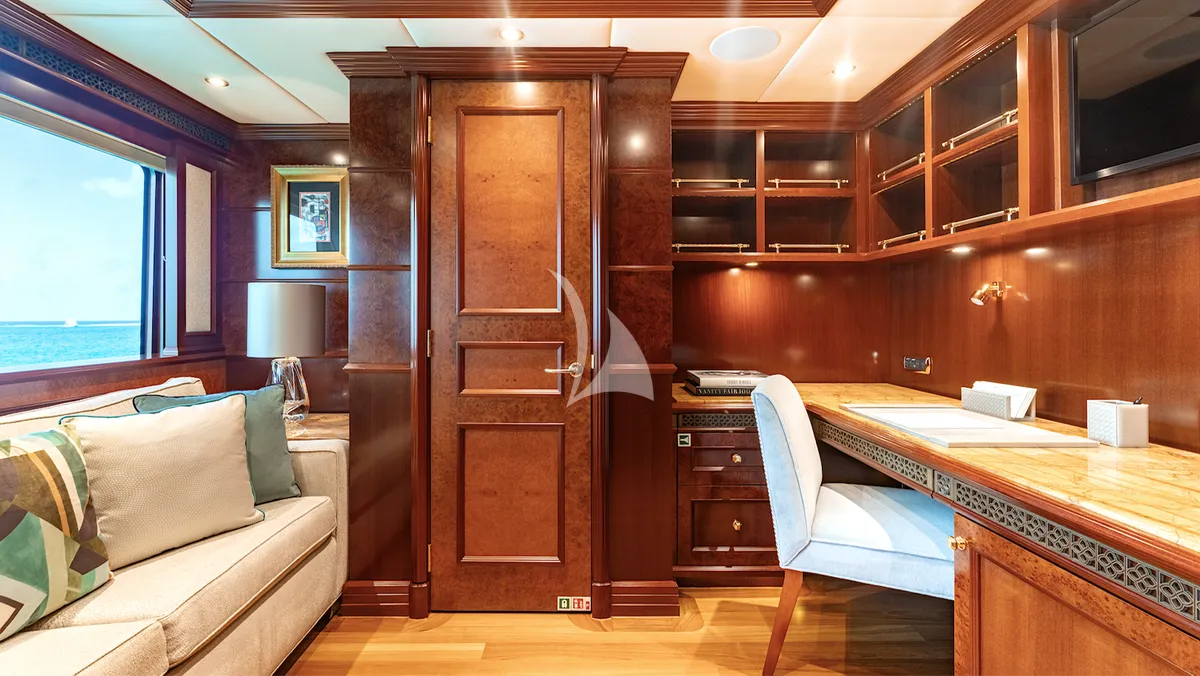 IRON BLONDE Trinity Yacht 60m - owner's suite office lounge