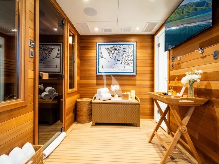IRON BLONDE Trinity Yacht 60m - sauna steam room and steam shower on the sundeck IRON BLONDE Trinity Yacht 60m - sauna steam room and steam shower on the sundeck