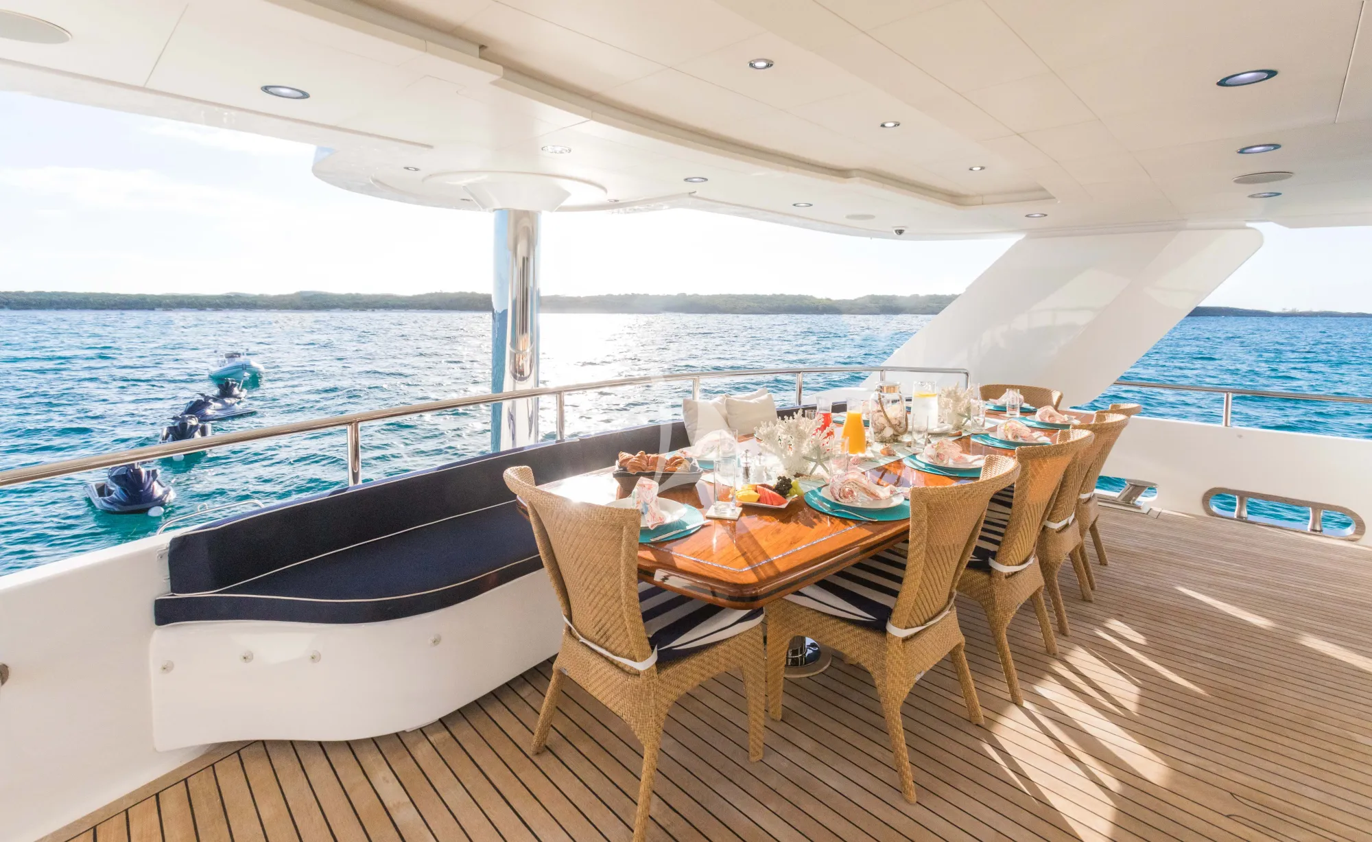ISLAND HEIRESS Cheoy Lee 145 - aft deck alfresco dining area