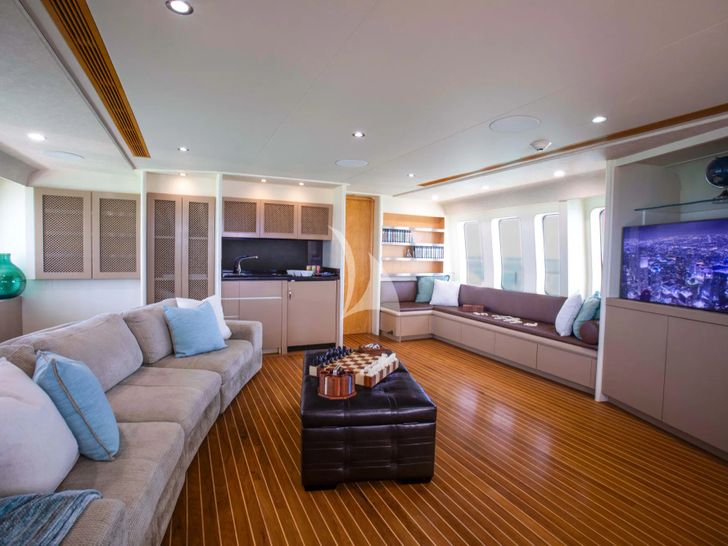 ISLAND HEIRESS Cheoy Lee 145 - main saloon TV lounge ISLAND HEIRESS Cheoy Lee 145 - main saloon TV lounge