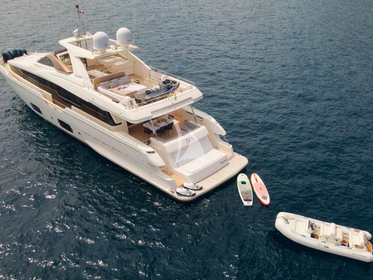 IVA Ferretti 960 - anchored with the water toys IVA Ferretti 960 - anchored with the water toys