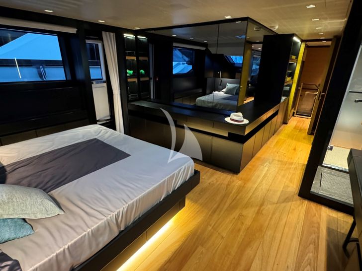 JACKI Sanlorenzo SL96 Asymmetric - master cabin wide shot JACKI Sanlorenzo SL96 Asymmetric - master cabin wide shot