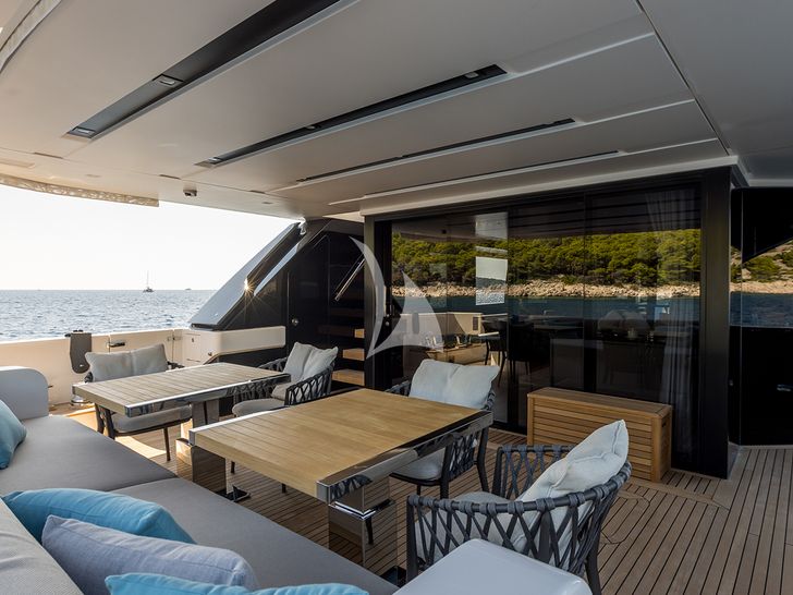 JICJ Sanlorenzo SL96A - aft deck lounging and dining area JICJ Sanlorenzo SL96A - aft deck lounging and dining area
