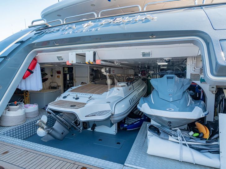 JUSTA DELIA Benetti Vision 145 - beach club with the tender and jet ski JUSTA DELIA Benetti Vision 145 - beach club with the tender and jet ski