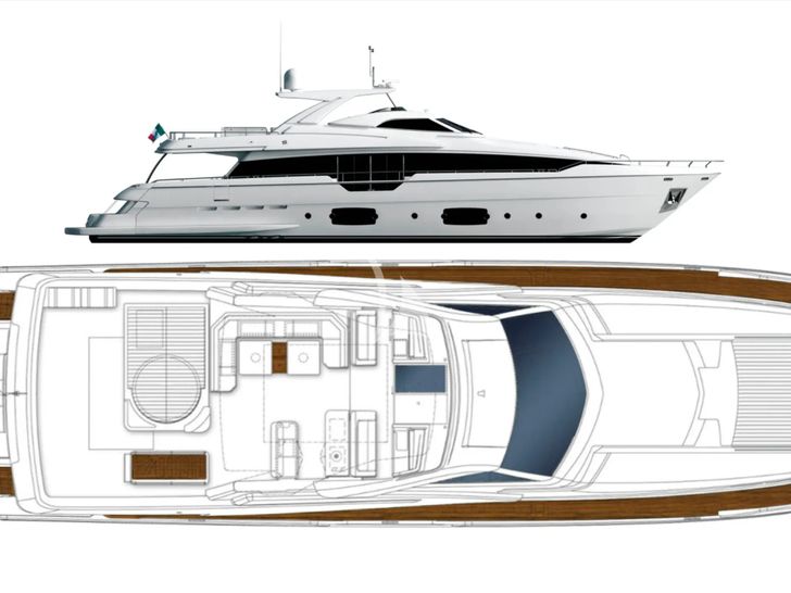 KATARIINA XO Ferretti 960 - flybridge layout KATARIINA XO Ferretti 960 - flybridge layout