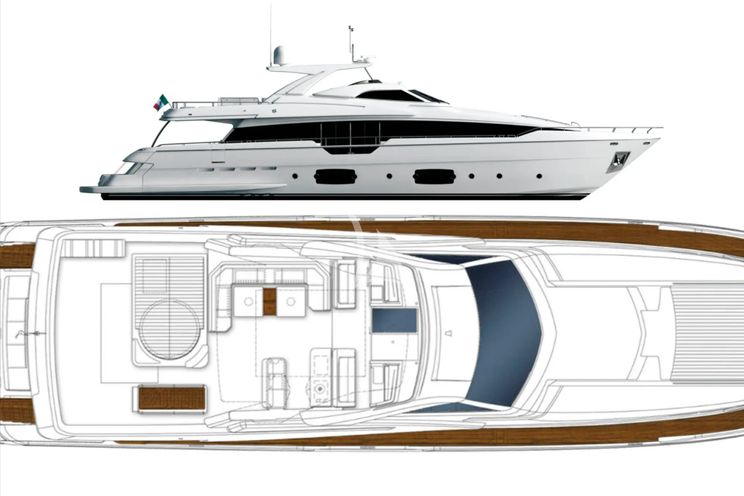 Layout for KATARIINA XO Ferretti 960 - flybridge layout