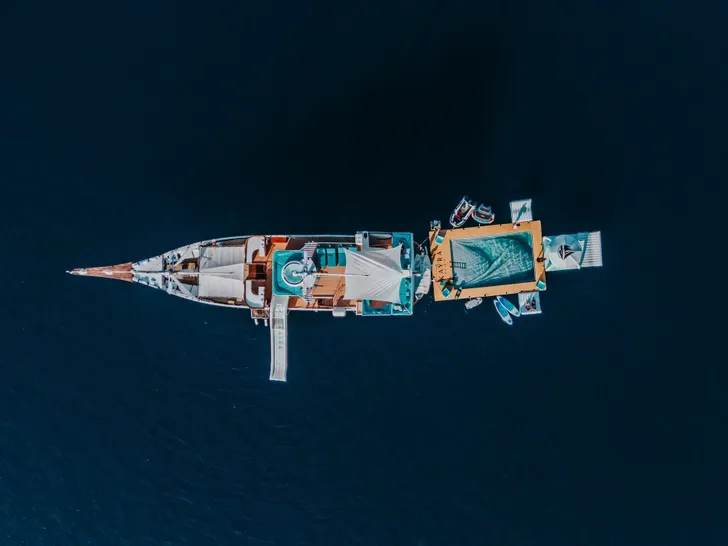 KAYRA Phinisi 38m - top aerial shot KAYRA Phinisi 38m - top aerial shot