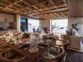 KING BENJI Dunya Custom Yacht 47m - main dining set up KING BENJI Dunya Custom Yacht 47m - main dining set up