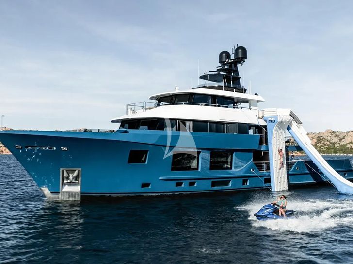 KING BENJI Dunya Custom Yacht 47m - anchored with the water toys KING BENJI Dunya Custom Yacht 47m - anchored with the water toys