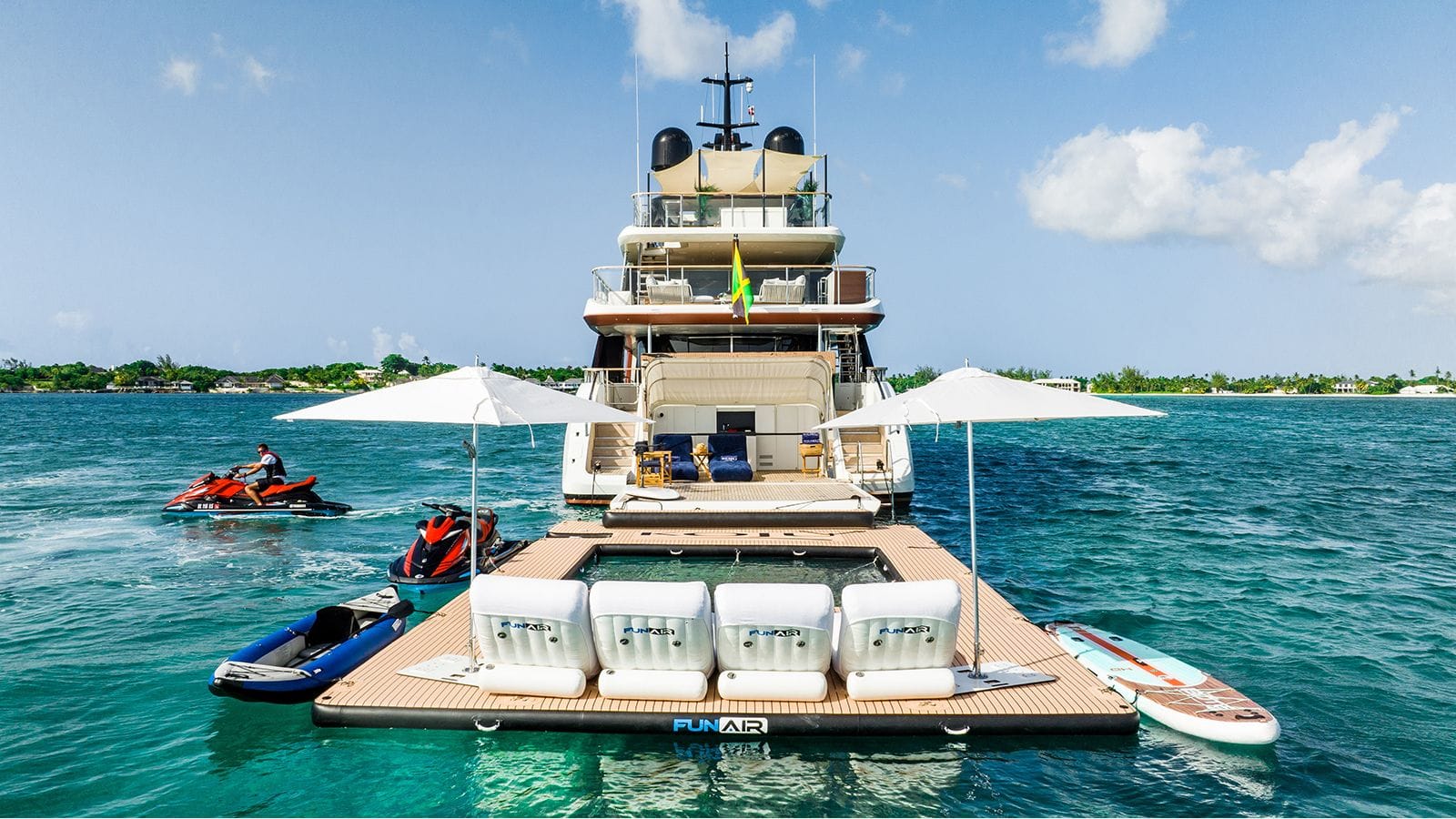 KOJU Benetti Motopanfilo 37m - aft shot with the water toys