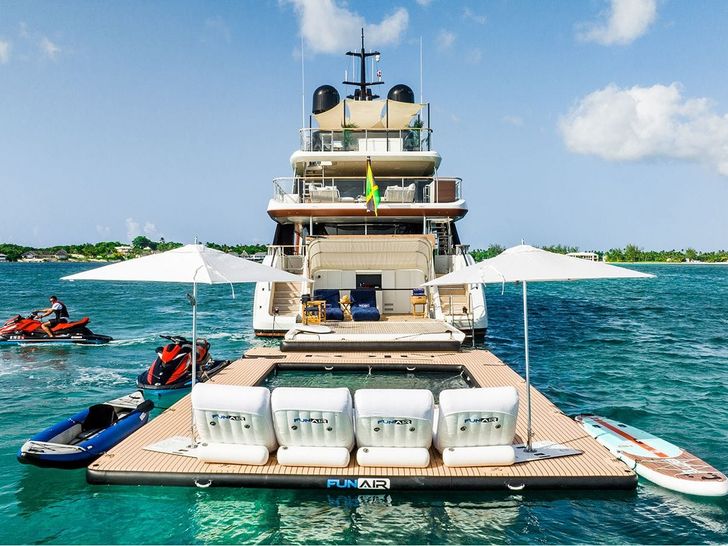 KOJU Benetti Motopanfilo 37m - aft shot with the water toys KOJU Benetti Motopanfilo 37m - aft shot with the water toys