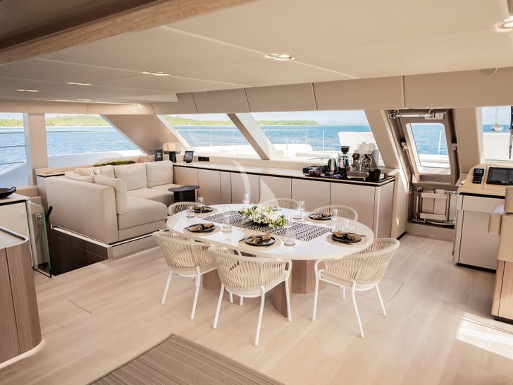 KOKOMO Sunreef 80 Power - dining area and galley KOKOMO Sunreef 80 Power - dining area and galley