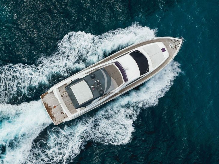 KUDU Ferretti Yacht 750 aerial shot KUDU Ferretti Yacht 750 aerial shot