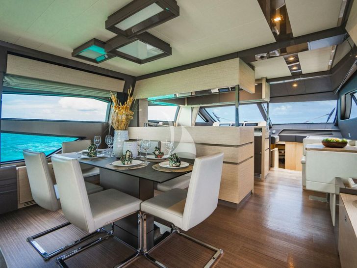 KUDU Ferretti Yacht 750 dining area KUDU Ferretti Yacht 750 dining area