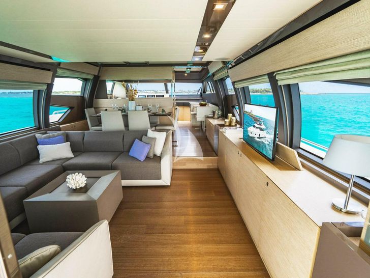 KUDU Ferretti Yacht 750 main saloon KUDU Ferretti Yacht 750 main saloon