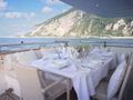 LADY A Maiora 30m - aft deck dining set up LADY A Maiora 30m - aft deck dining set up