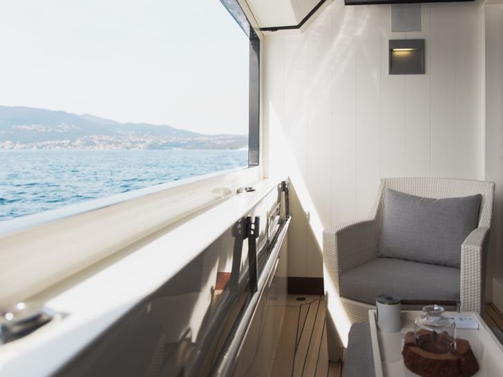 LADY TRUDY 43m CRN Luxury Crewed Motor Yacht Main Cabin Balcony