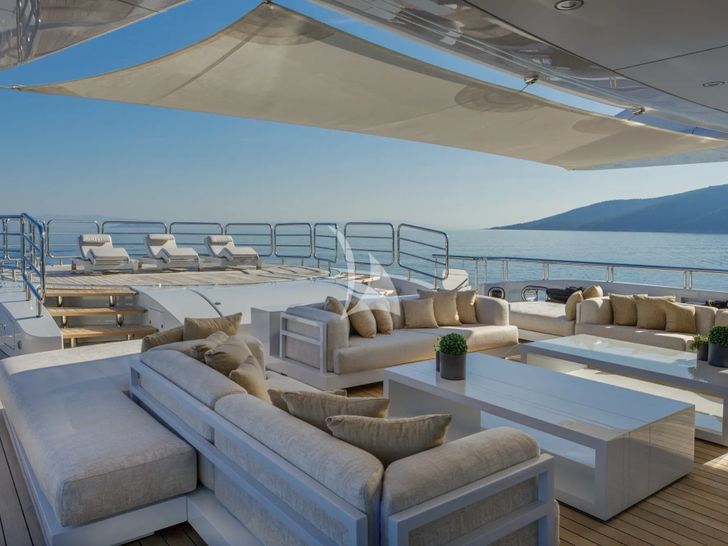 LADY VERA Nobiskrug 73m - main aft deck seating lounge LADY VERA Nobiskrug 73m - main aft deck seating lounge