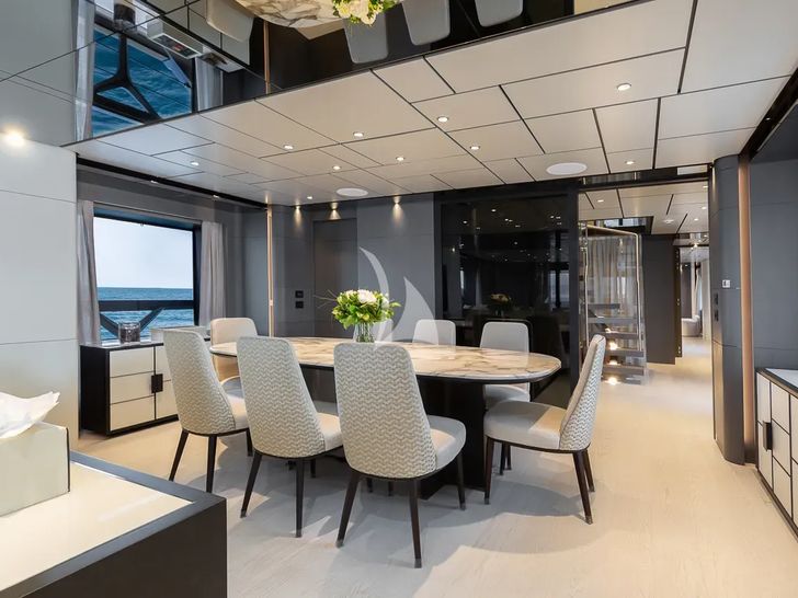 LADY DIA Ferretti Custom Line 140 - main dining area LADY DIA Ferretti Custom Line 140 - main dining area