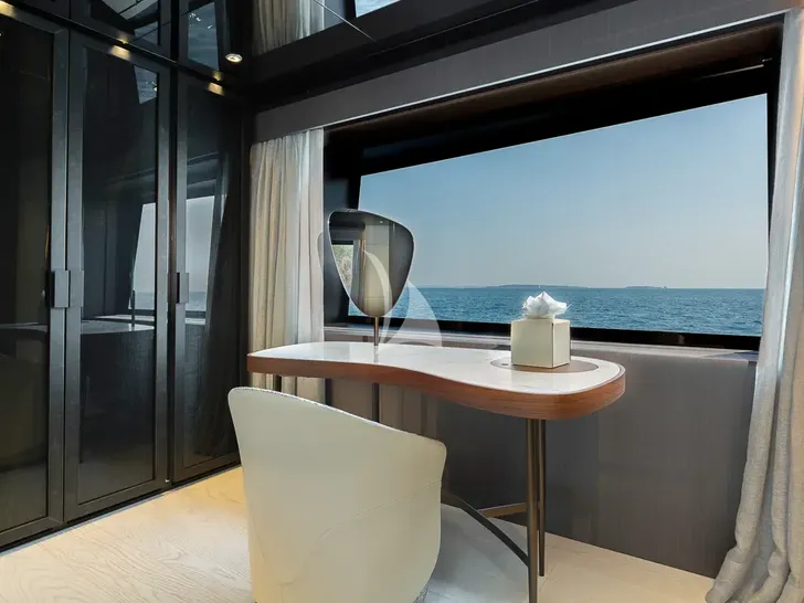 LADY DIA Ferretti Custom Line 140 - master cabin vanity area LADY DIA Ferretti Custom Line 140 - master cabin vanity area