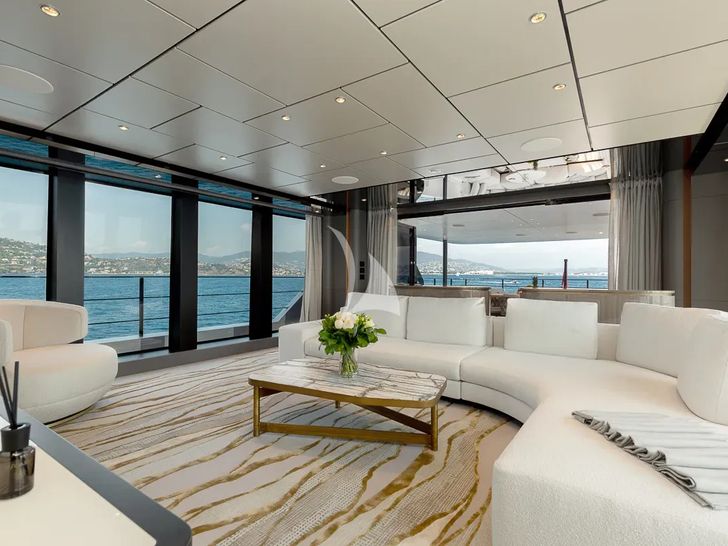 LADY DIA Ferretti Custom Line 140 - sky lounge seating LADY DIA Ferretti Custom Line 140 - sky lounge seating