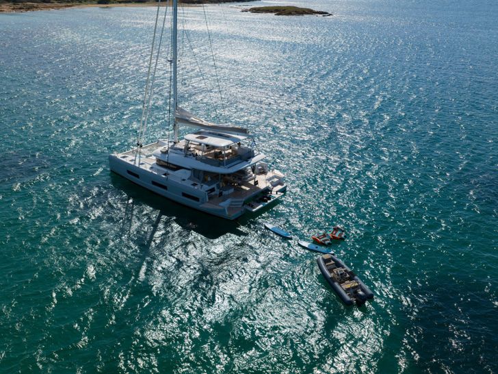 LADY M Lagoon 60 - anchored with the water toys LADY M Lagoon 60 - anchored with the water toys