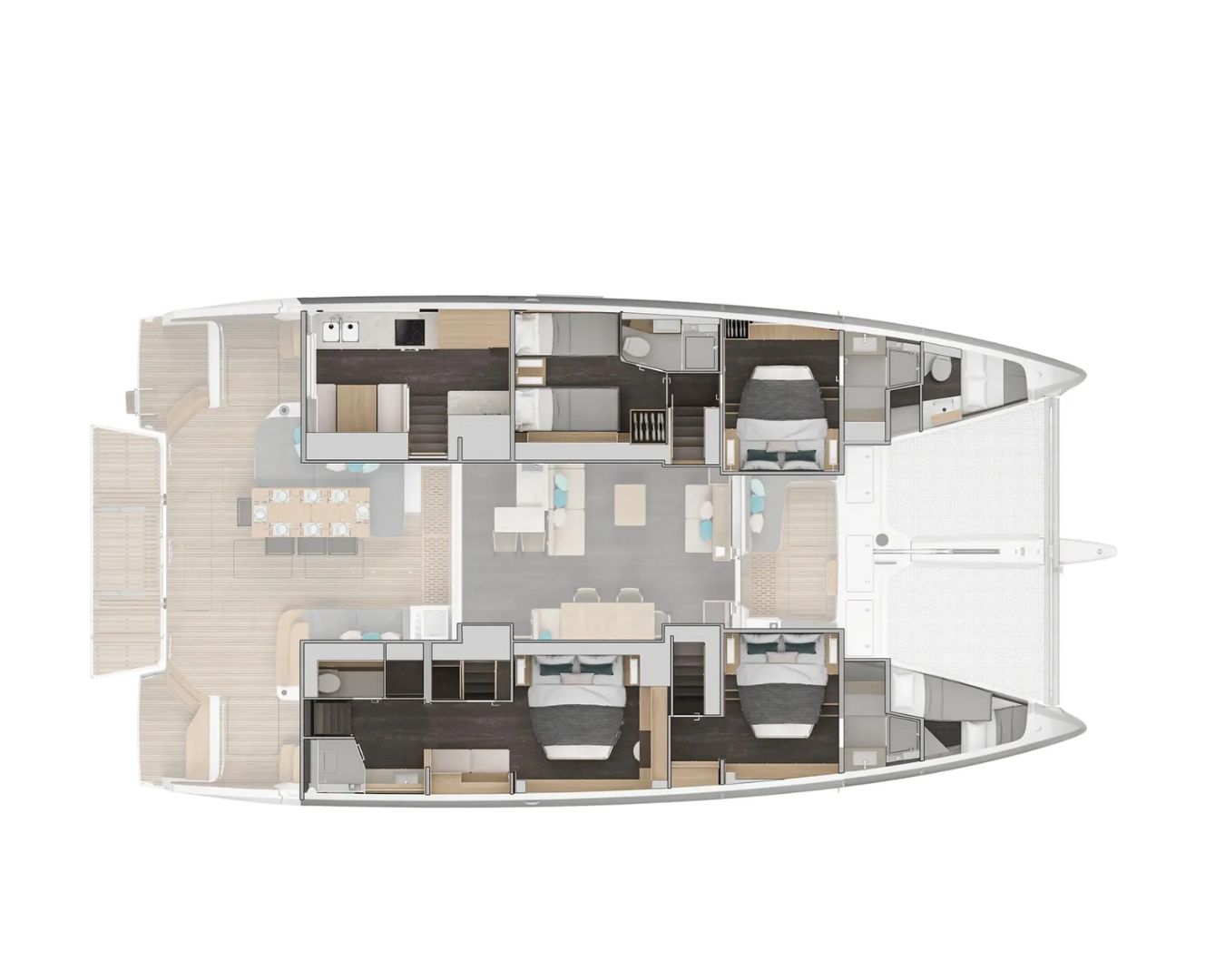 Layout for LADY M Lagoon 60 - cabin layout