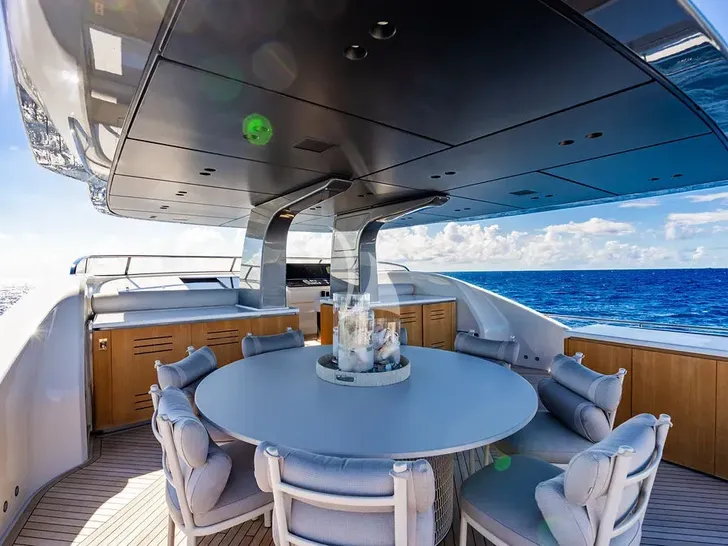 LAILA Sanlorenzo SD90 - sundeck dining area LAILA Sanlorenzo SD90 - sundeck dining area