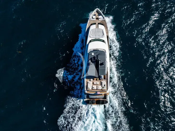 LAILA Sanlorenzo SD90 - top aerial shot cruising LAILA Sanlorenzo SD90 - top aerial shot cruising