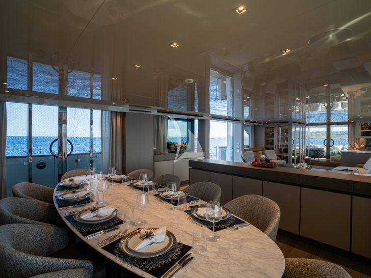 LANCE Sanlorenzo SD126 indoor dining area LANCE Sanlorenzo SD126 indoor dining area