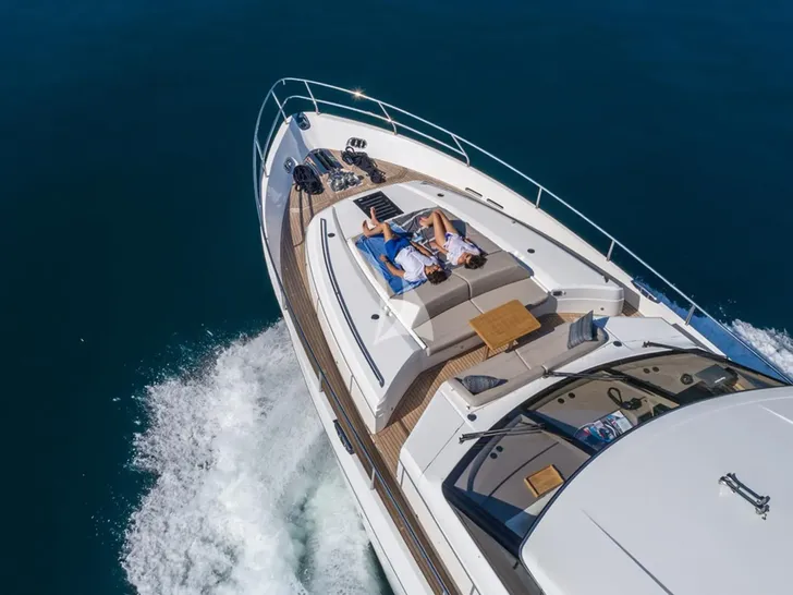 LARIMAR II Princess Y82 - aerial foredeck shot LARIMAR II Princess Y82 - aerial foredeck shot