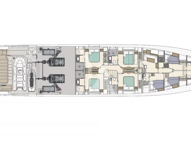 LEGEND Benetti 121 motor yacht layout cabin deck