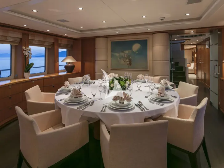 L`EQUINOX Heesen 37m - formal dining set up L`EQUINOX Heesen 37m - formal dining set up