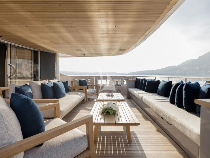 LES BRUXELLOIS Sanlorenzo SD126 - aft lounging area LES BRUXELLOIS Sanlorenzo SD126 - aft lounging area