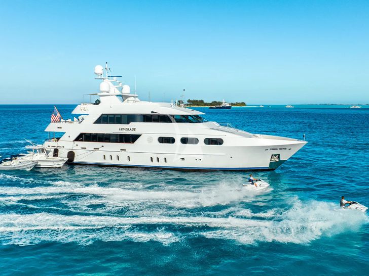 LEVERAGE Palmer Johnson 125 - anchored with tenders and jet skis LEVERAGE Palmer Johnson 125 - anchored with tenders and jet skis