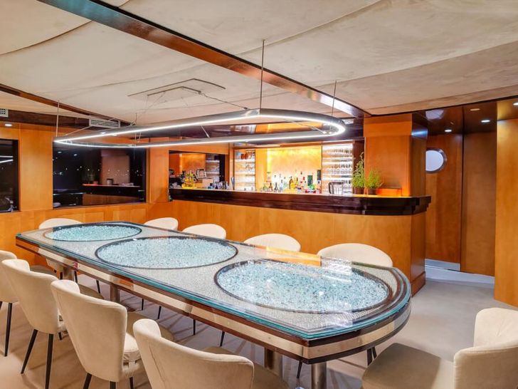 LIFE IS GOOD Ximar Sailing Yacht 45m - dining area and bar LIFE IS GOOD Ximar Sailing Yacht 45m - dining area and bar