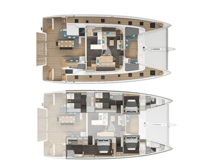 LINDA Lagoon 60 - cabin and main deck layout LINDA Lagoon 60 - cabin and main deck layout