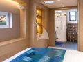 LINDA Lagoon 60 - master cabin bed and bathroom LINDA Lagoon 60 - master cabin bed and bathroom