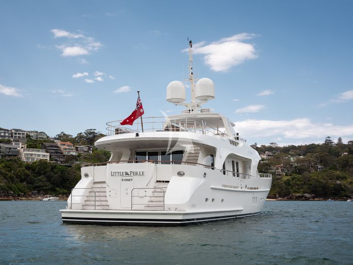 LITTLE PEARL Moonen 30m Superyacht anchored stern view LITTLE PEARL Moonen 30m Superyacht anchored stern view