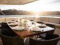 LITTLE PEARL Moonen 30m Superyacht flybridge dining LITTLE PEARL Moonen 30m Superyacht flybridge dining