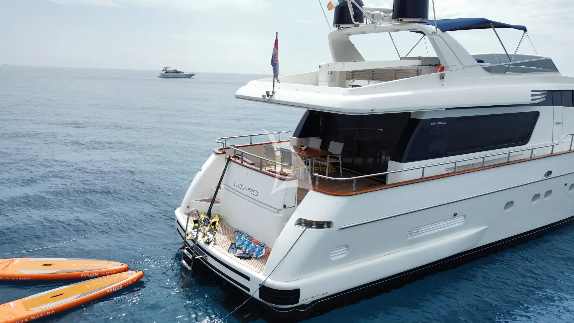 LIZARD Sanlorenzo 72 - aft shot with water toys