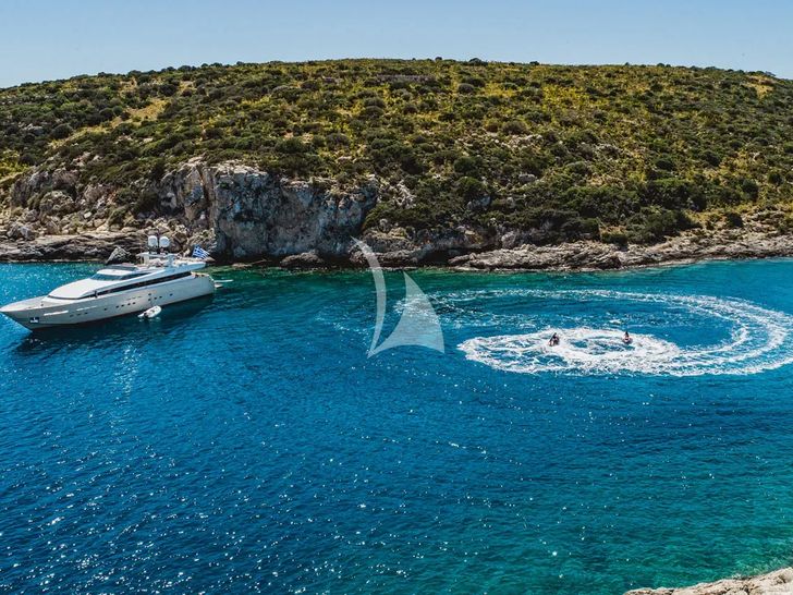 LOANA Baglietto 34m - anchored near an island LOANA Baglietto 34m - anchored near an island