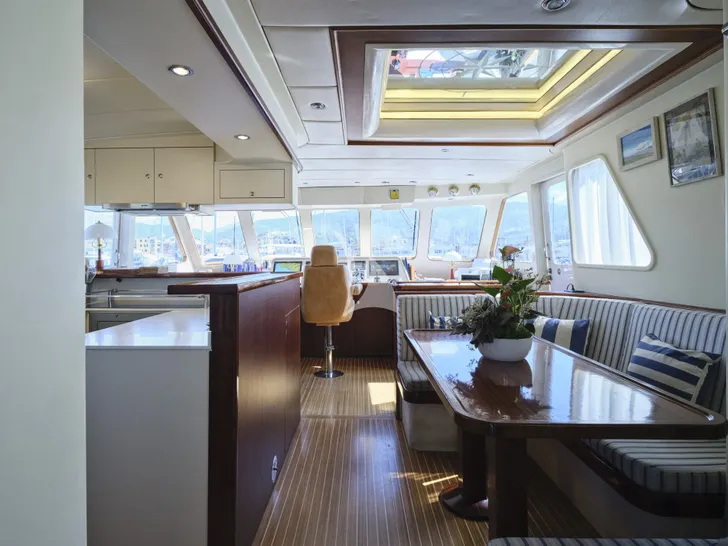 LIBERTY OF LONDON Custom Aluminum Cutter 24m - indoor dining area LIBERTY OF LONDON Custom Aluminum Cutter 24m - indoor dining area