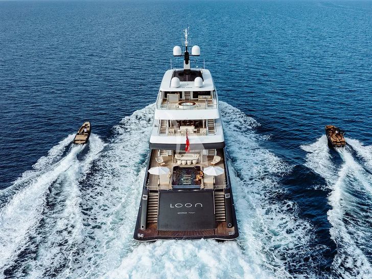 LOON Icon 67m - cruising with the tender and jet ski LOON Icon 67m - cruising with the tender and jet ski