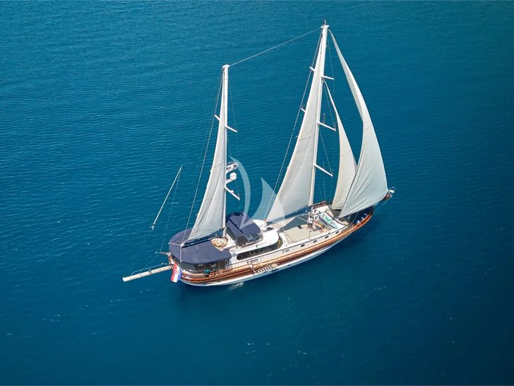 LOTUS Gulet 30m - anchored aerial shot LOTUS Gulet 30m - anchored aerial shot